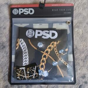 PSD Women Boy Shorts - Ice & Chains Full Coverage Stretch Underwear Sport Fit M